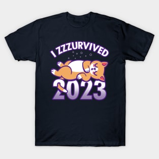 Funny Cute Kawaii Cat New Year 2024 Cat Funny Meme T-Shirt